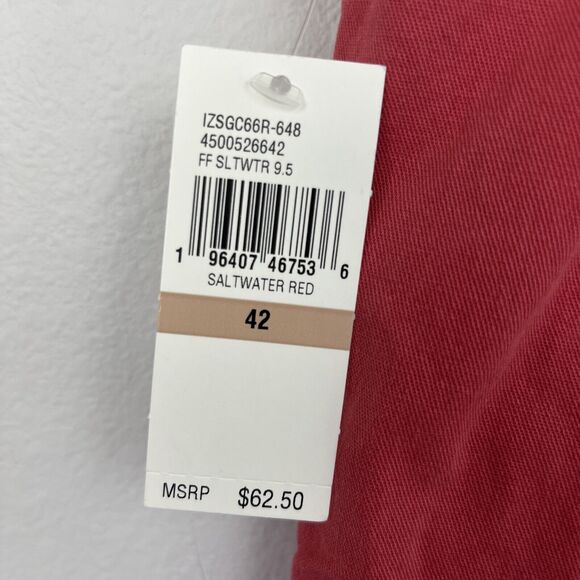 IZOD Chino Shorts Men's 42 Red Saltwater Wash Classic 9.5" Flat Front New $62 - Picture 4 of 9